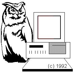 WiseOwl's Logo (owl and computer) - copyright 1992